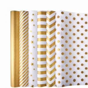 China Gold Foil Gift Wrap Paper Bulk Custom With Logo Recyclable Gift Wrapping Accessory supplier