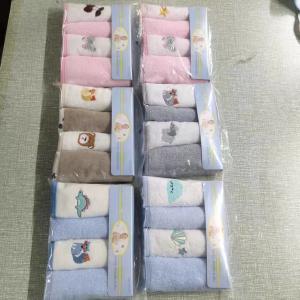 Stock item: 4pk 25cms * 25cms baby washcloths, baby cotton face cloths in stock, 8000 sets in total