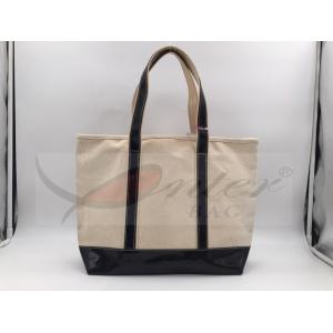 Beige Canvas Washable Tote Bag , Personalized Canvas Tote Bags 32*29.5*13.5 Cm