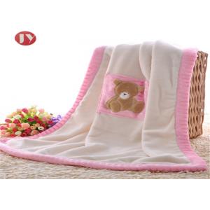 100% Polyester Knitted cute Animal  embroidery Baby Blanket China Factory Supply Blanket With Animal Heads
