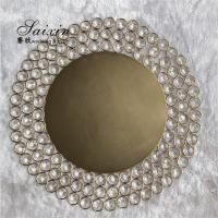 China Glass Gold Beaded Charger Plates Wedding Crystal 12 Inch on sale