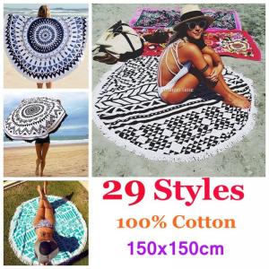 China Cheap wholesale cotton printed round beach towel supplier