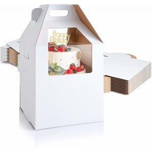 Corrugated Wedding Tall Custom Cake Box Packaging With Two Window