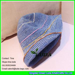 China LDMZ-007 navy blue ladies bucket hats foldable raffia straw visor cap supplier