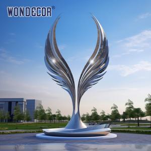 Large scale art angel wings stainless steel sculpture in the park