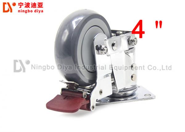 TPR Static Damping Plate Grey Industrial Caster Wheels With Brake