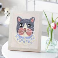 China Seven Craft Milk Cotton Cute Cat Punch Needle DIY Kit For Beginners on sale