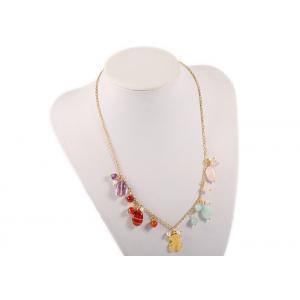 Multi Color Charm Gemstone Beaded Necklaces Lady Fashion Long Chain Jewellery