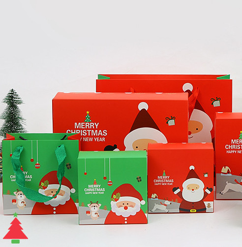 China Projete caixas de presente dobráveis do bloco liso do Natal da impressão com sacos portáteis supplier