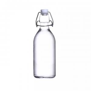 China Round 600ml Glass Bottle With Stopper Caps Carafe Swing Top Beer Bottle Kombucha Bottle Beverage supplier