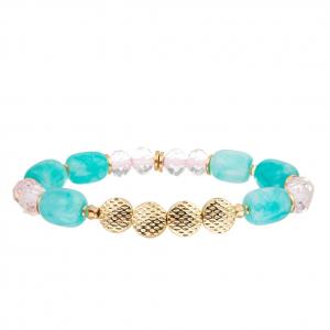 Glass Beads Plastic Resin Soft Pottery Bracelet with Gold Plated Round Concave