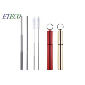 Metal Keychain Case Telescopic Stainless Steel Straws Portable BPA Free