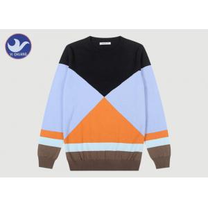 China Multicolor Geometric Pattern Mens Long Knit Sweater , Pullover Mens Casual Sweaters supplier