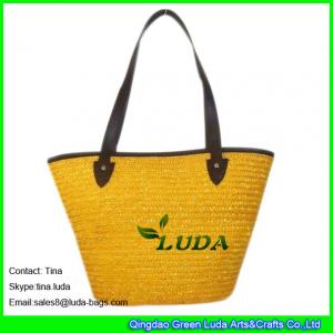China LUDA personalized bags fashion yellow wheat straw handbags supplier