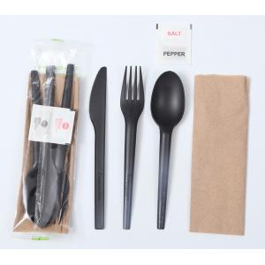 Restaurant Wrapped Cutlery Kit , Disposable Cutlery Kit With Napkin / Salt / Pepper