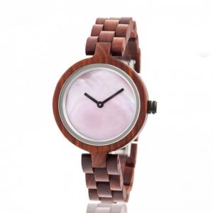 Boyear Custom Logo Wooden Watches Luxury Red Sandal Fashion Wooden Quartz Watch Women,Ladies Fashion Watch