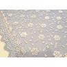China Embroidered White And Blue Sequin Floral Lace Fabric With Scalloped Edging wholesale