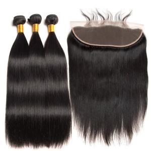 China Natural Black Real Straight Human Hair Extensions Bundles No Shedding supplier