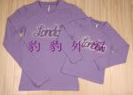 Lowest price! Long sleeve purple shirt in stock for girls with rhinestone words London.