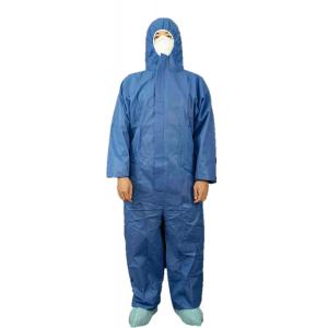 Type5/6 Dark Blue Disposable SMS Chemical Protective Coverall Breathable With Hood