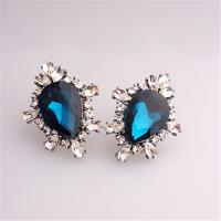 2015 New Arrival Big Size Earrings in Fashion Jewelry Royal Blue Sapphire Earrings Imitation Diamond Earrings 18K GP
