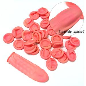 China Pink Chlorination Latex Disposable Finger Cots Textured Matte Non Slip supplier