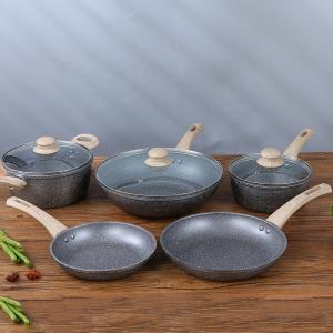 China Various Models Grey Kitchen Cookware Sets Maifan Stone With Anti Heat Handle supplier