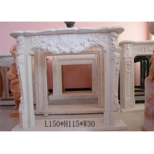 Customized Size Marble Fireplace Surround With Carved Flower Design