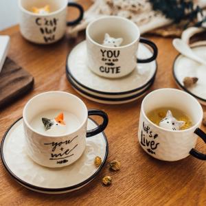Cute Kitten Ceramic Cat Claw Cup Bottom Animal Water Cup Girl Cat