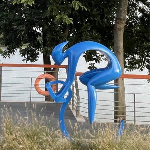 China Ride Bicycle Painting Outdoor Garden Sculptures Art Metal Colorful supplier