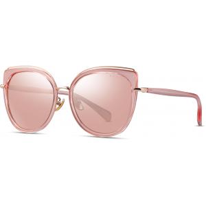 UV400 Polarised Sunglasses Cat Eye Fashion Women Gold Mirror Lens