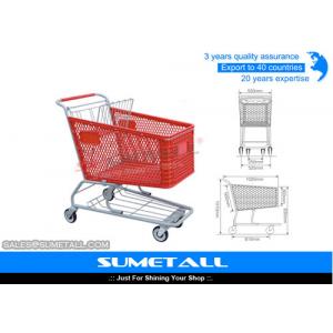 180L Plastic Shopping Trolley Supermarket Shopping Cart With TPR Wheels