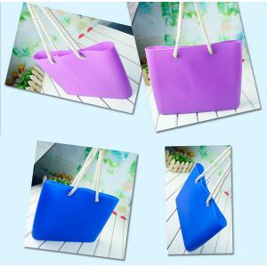 Silicone beachs bag with cotton rope / silicone shopping beach bags /beach shoulder bags