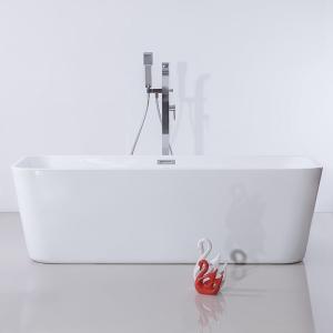 Elegant Rectangular Soaking Acrylic Freestanding Bath With Tub Waste Included