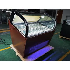Commercial 427L Ice Cream Showcase Freezer 14 Pans Coffee Brown Color