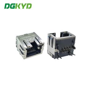 China DGKYD60S1188DB2A6DY1008 Female RJ45 Single Port 1X1 8P8C Jacks With LED Metal Shielded supplier