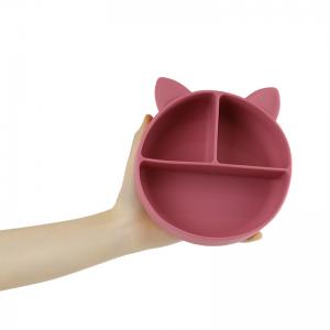 Food Grade Silicone Baby Cat Divided Plate Feeding Bowl Cartoon Fox Dishes Suction