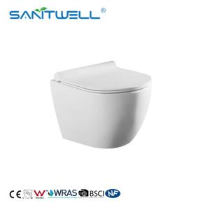 China Rimless flushing ceramic wall hanging wc  white color for bathroom supplier
