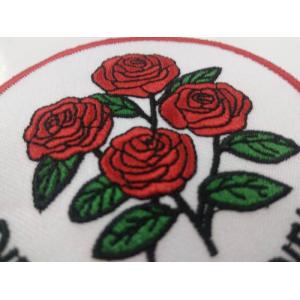 custom design logo red rose round embroidery patch for clothing