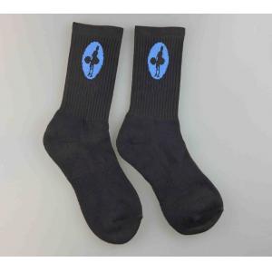 Jacquard Logo Mens Black Sports Socks Standard Thickness Custom Sport Socks Canada