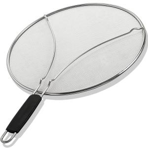 13" Grease Splatter Screen for Cooking with Heavy Duty Ultra Fine Mesh Plus Silicone Hot Handle Holder