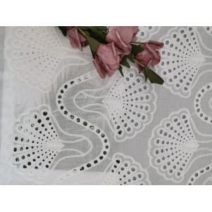 White Bridal Lace Shell Pattern Embroidered Eyelet Fabric 100% Cotton