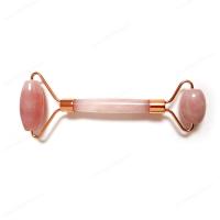 China 100% Natural Rose Quartz Facial Jade Roller with Gua Sha Scraping Massager Set on sale