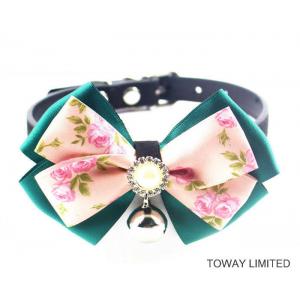 China Cute Lace Bowtie with Bell Dog Collars Leather Pet Leads supplier