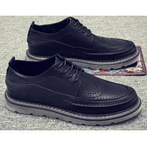 Retro Breathable Leather Mens Brogue Sneakers Stitched Reinforced