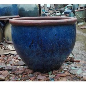 Ceramic 32cmx27cm Green Rustic Outdoor Plant Pots