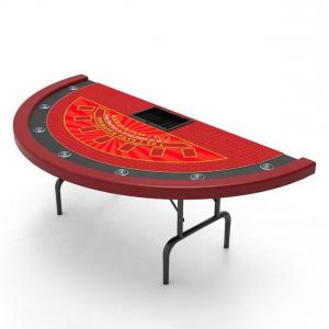 Custom Red Folding BlackJack Poker Table For Home Poker Room