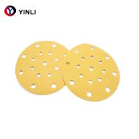 China Yellow Aluminum Oxide Sanding Discs 17 Holes 6 Inch Sticky Back Sandpaper on sale