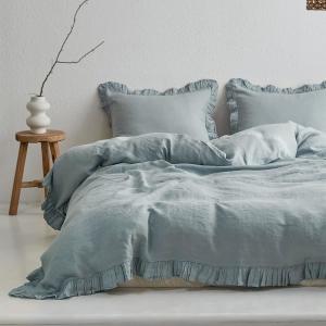 100TC Washed French Linen Duvet Cover Set Sustainable Anti Bacteria