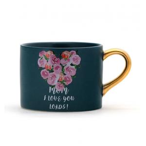 China Lovely Mothers Day Crockery Elegant Design Mom Gift Ceramic Mug Coffee With Gold Handle supplier